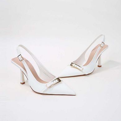 Coraline Slingback Heels with Ornamental Buckle
