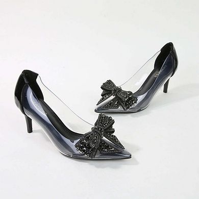 Nala Clear Vinyl Pump with Rhinestone Bow