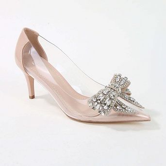 Nala Clear Vinyl Pump with Rhinestone Bow