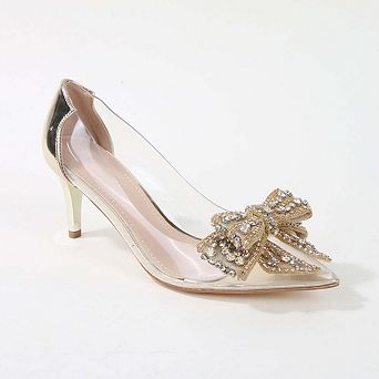 Nala Clear Vinyl Pump with Rhinestone Bow