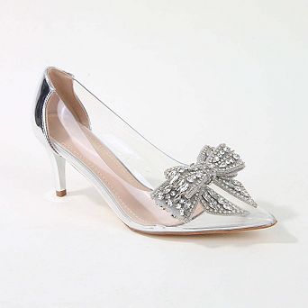 Nala Clear Vinyl Pump with Rhinestone Bow