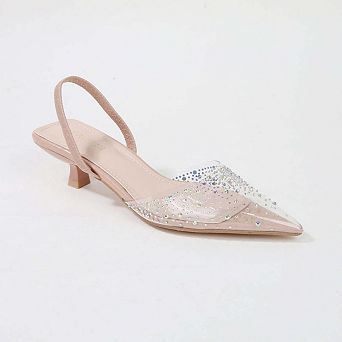 Mabel Clear Rhinestone Kitten Heels