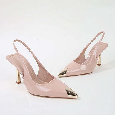 Vega Metallic Cap-Toe Slingback