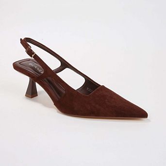 Cleopatra Faux Suede Slingback Kitten Heels