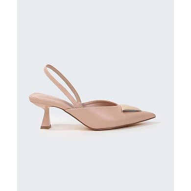 Cielo Slingback Pumps with Gold-ToneTrapezoid Accent