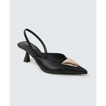 Cielo Slingback Pumps with Gold-ToneTrapezoid Accent
