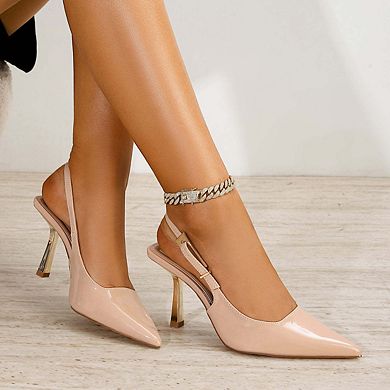 Honey Slingbacks with Gold Accents