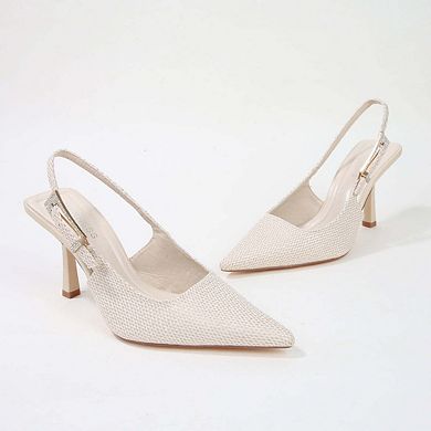 Chrysanthemum Raffia Slingback Pump Heels