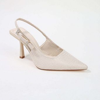 Chrysanthemum Raffia Slingback Pump Heels