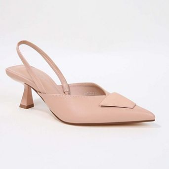 Corless Slingback Pumps with Trapezoid Detail