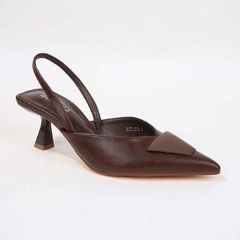 Corless Slingback Pumps with Trapezoid Detail