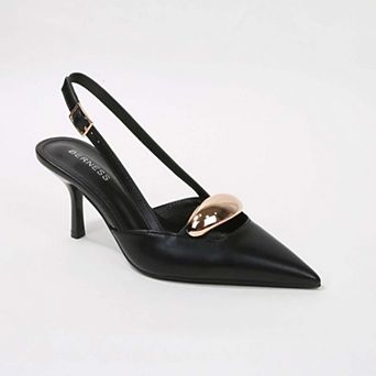 Eltha Slingback Heels with Metallic Dome Accent
