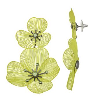 Simply Vera Vera Wang Silver Tone Gemstone Double Drop Flower Earrings