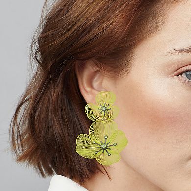 Simply Vera Vera Wang Silver Tone Gemstone Double Drop Flower Earrings