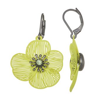 Simply Vera Vera Wang Jet Black Tone Flower Drop Earrings