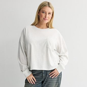 Juniors' Plus Size SO® Boxy Crop Long Sleeve Top