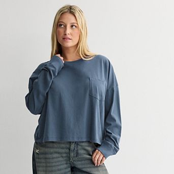 Juniors' Plus Size SO® Boxy Crop Long Sleeve Top