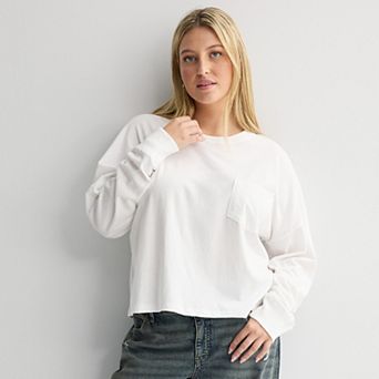 Juniors' Plus Size SO® Boxy Crop Long Sleeve Top