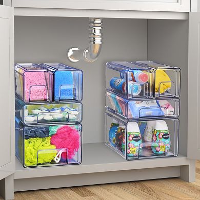Sorbus Large Clear Stackable Storage Drawers Case with Handles