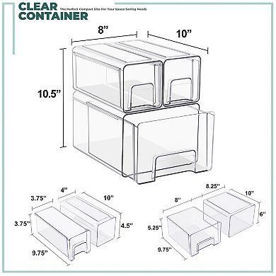 Sorbus Large Clear Stackable Storage Drawers Case with Handles