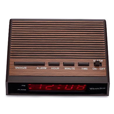 Westclox Digital Woodgrain LED Alarm Clock