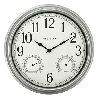 Westclox 15.75-Inch Indoor/Outdoor Wall Clock with Temperature & Humidity