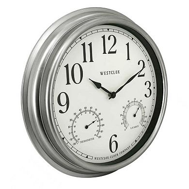 Westclox 15.75-Inch Indoor/Outdoor Wall Clock with Temperature & Humidity