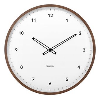 Westclox Contemporary Minimal Woodgrain 20-Inch Wall Clock