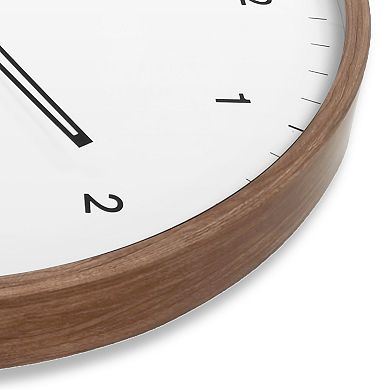 Westclox Contemporary Minimal Woodgrain 20-Inch Wall Clock