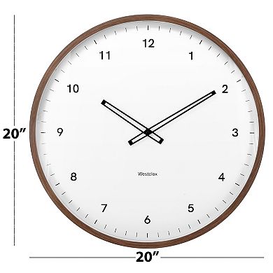 Westclox Contemporary Minimal Woodgrain 20-Inch Wall Clock