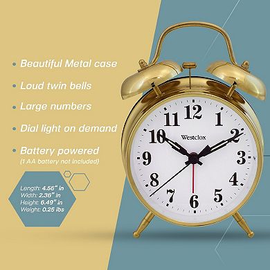 Westclox Twin Bell Metal Alarm Clock