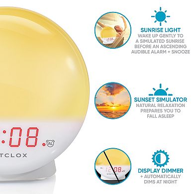 Westclox Sunrise Light LED Alarm Clock with Adjustable Brightness Display