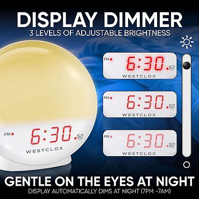 Westclox Sunrise Light LED Alarm Clock with Adjustable Brightness Display