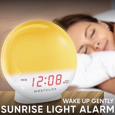 Westclox Sunrise Light LED Alarm Clock with Adjustable Brightness Display