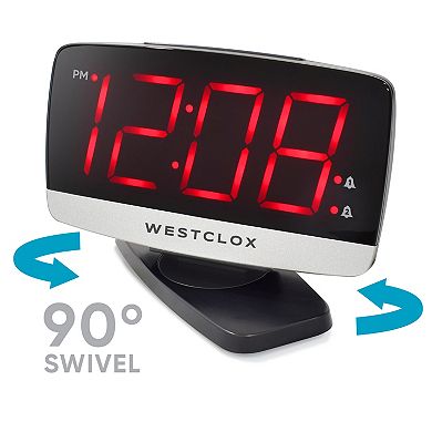 Westclox Large 1.8-Inch Tilt & Swivel LED Alarm Clock with USB Charging Port