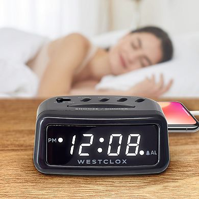 Westclox 0.6-Inch LED Alarm Clock with USB-C Charging Port