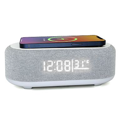 Westclox Fast Wireless Charging Alarm Clock & Wireless Speaker with Night Light