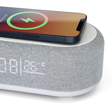 Westclox Fast Wireless Charging Alarm Clock & Wireless Speaker with Night Light