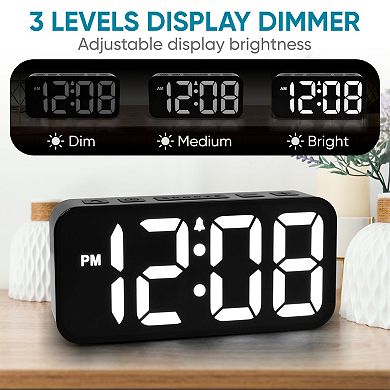 Westclox 2-Inch Digital Color Changing Display Alarm Clock with USB-C Charging