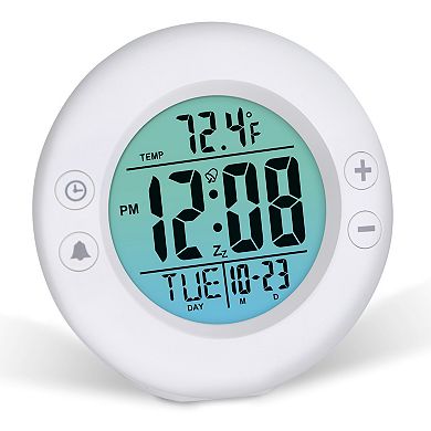 Westclox Round LCD Color Fade Display Alarm Clock