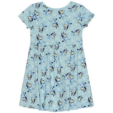 Baby & Toddler Girl Bluey Daisies Allover Print Short Sleeve Dress