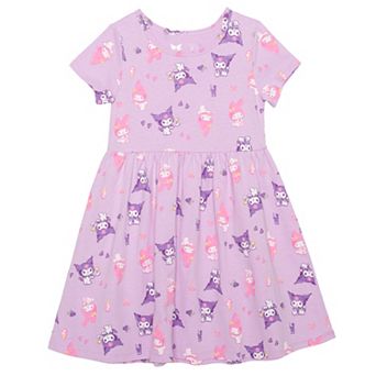 Girls 4-12 Kuromi & My Melody Allover Print Short Sleeve Dress