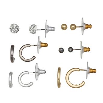 Nine West 6-Pair Hoop and Ball Stud Earrings Set