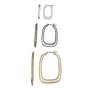 Nine West 3-Pair Geometric Hoop Earrings Set