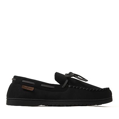 Dearfoams Toby Men's Moccasin Slippers With Whipstitch & Tie