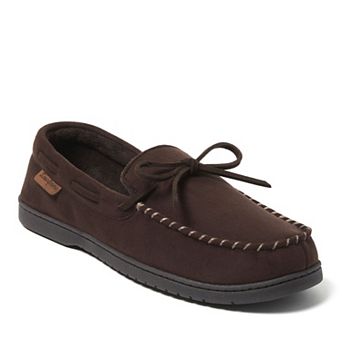 Dearfoams Toby Men's Moccasin Slippers With Whipstitch & Tie