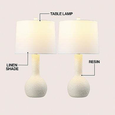 Katee 24.75" Modern Scandinavian Textured Resin/Metal Gourd LED Table Lamp (Set of 2)