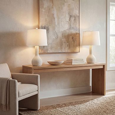 Katee 24.75" Modern Scandinavian Textured Resin/Metal Gourd LED Table Lamp (Set of 2)