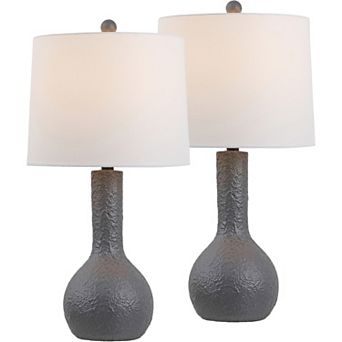 Katee 24.75" Modern Scandinavian Textured Resin/Metal Gourd LED Table Lamp (Set of 2)