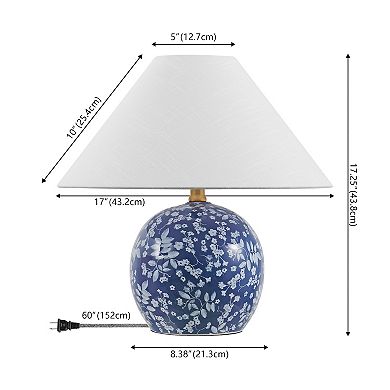 Felice 17.25" Modern Cottage Floral Ceramic Globe LED Table Lamp
